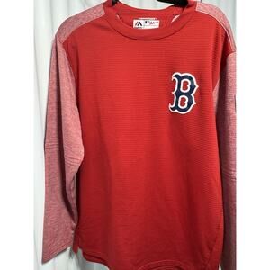 Boston Red Sox Sweater Long Sleeve Majestic ThermaBase Sweatshirt Red Size L